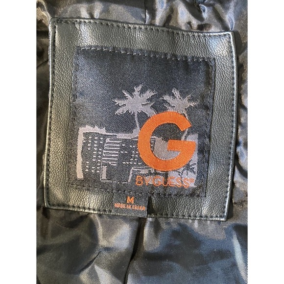 G by Guess Quilted Faux Leather Jacket Size Medium Men’s Black Full Zip - Picture 4 of 12